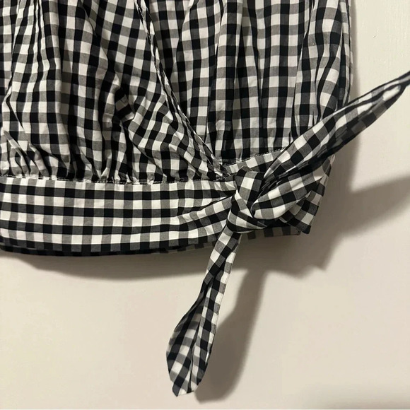 Madewell Wrap Top in Gingham Check short sleeve black and white size XXS - Picture 8 of 8